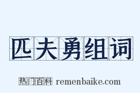 匹夫勇组词是什么意思的图片